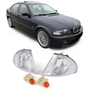 White indicator pair right left suitable for BMW 3 Series E46 Sedan Touring 98-01