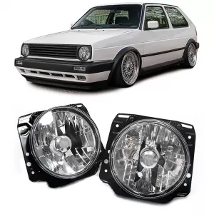 Clear glass headlight set chrome suitable for VW Golf 2 1983-1992