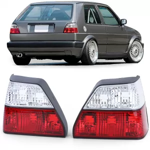 image-64-Kristály hűtő rács htső lámpa szett piros-fehér VW Golf II 83-91