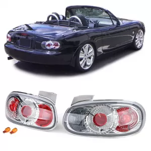 Clear glass tail lights chrome pair suitable for Mazda MX5 NB 1998-2005