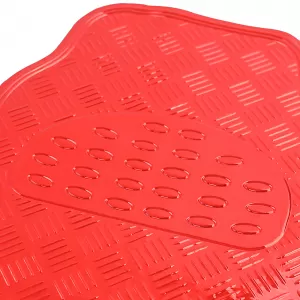 Car Rubber Floor Mat Set 4pcs Aluminum Checker Plate Look Universal Chrome Red