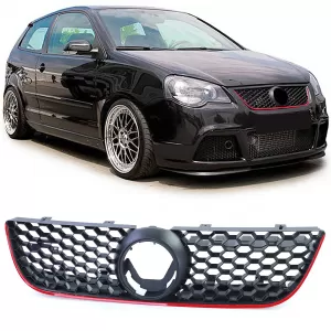 Sport honeycomb grille with red trim for VW Polo 9N3 05-09 also GTI