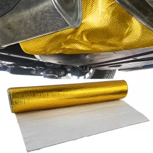 Auspuff Hitzeschutz Matte Alu Keramik selbstklebend Gold 1,5mm 50cmx100cm 500°C