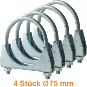 75mm exhaust clamps U-bolt clamp pipe clamp universal set of 4