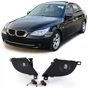 Clear Glass Fog Light Set Black Smoke for BMW E60 E61 LCI Facelift 07-10