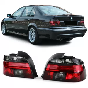 Clear glass tail lights red black for 5 Series BMW E39 sedan 95-00