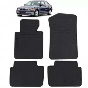 Car Rubber Floor Mats Black Premium Set fits BMW E46 Sedan Touring 98-05