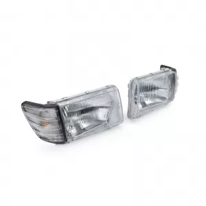 Set di fari senza LWR a 6 pin con indicatori bianchi adatto per Mercedes SL R107 SLC C107-image-6191252