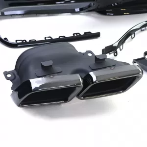 Diffusore posteriore sportivo con doppi terminali neri adatto per Mercedes S-Class W222 17-20-image-6191387