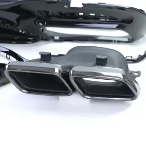 Diffusore posteriore sportivo con doppi terminali neri adatto per Mercedes S-Class W222 17-20-image-6191388