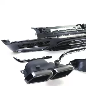 Diffusore posteriore sportivo con doppi terminali neri adatto per Mercedes S-Class W222 17-20-image-6191389