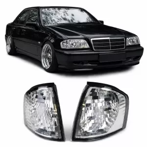Clear glass indicators chrome suitable for Mercedes W202 C-Class 93-00
