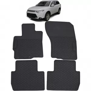 Car Rubber Floor Mats Black Premium Set for Mitsubishi Outlander 12-15