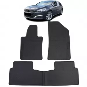 Car Rubber Floor Mats Black Premium Set for Peugeot 508 I 10-18