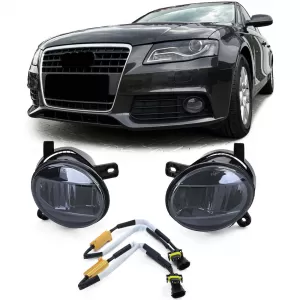 image-0-Klare Glas LED Nebelscheinwerfer in Schwarzrauch, geeignet für Audi A4 8K, A6 4F, Q5, Seat Exeo