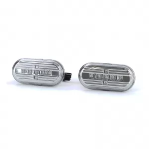 LED oldalindex szett, átlátszó üveg, króm, Smart Fortwo 453 Coupe Cabrio 2014-től-image-6191984