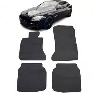 Car Rubber Floor Mats Black Premium Set suitable for 7 Series BMW F01 2008-2015