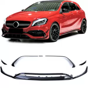 image-78-Első spoiler szett lökhárító sport fényes fekete Mercedes A-osztály W176