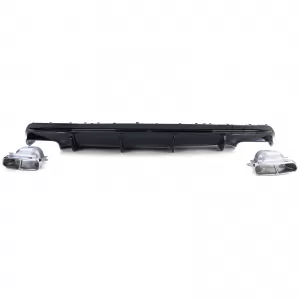 Diffusore posteriore sportivo nero lucido con terminali cromati adatto per Mercedes CLA C117 16-19-image-6192309