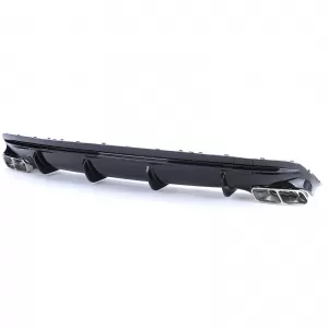 Diffusore posteriore sportivo nero lucido con terminali cromati adatto per Mercedes CLA C117 16-19-image-6192310