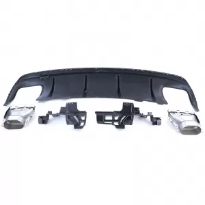Diffusore posteriore sportivo nero lucido con terminali cromati adatto per Mercedes CLA C117 16-19-image-6192314