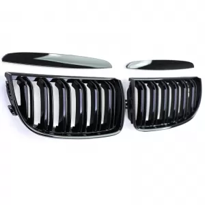 Double slat kidney grille performance gloss black for 3 Series BMW E90 E91 2005-2008