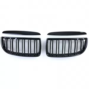 Double slat kidney grille performance gloss black for 3 Series BMW E90 E91 2005-2008
