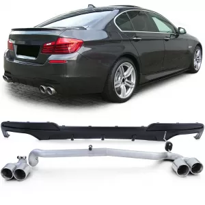image-14-Hátulsó diffúzor matt + duplex kipufogóvég átalakító BMW F10 F11 520 525 528 530 modellekhez