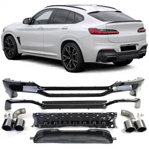Rear Diffuser Performance Conversion + Black Tailpipes fits BMW X4 G02 18-21