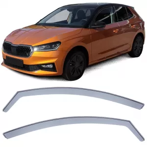 Wind deflector rain deflector wind protection black smoke for Skoda Fabia from 21