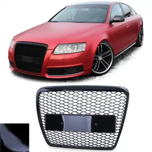 image-65-Méhsejt mintás sport hűtőrács embléma nélkül fényes fekete Audi A6 C6 4F 08-11