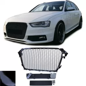 Honeycomb radiator grille without emblem gloss black for Audi A4 B8 8K Facelift 11-15