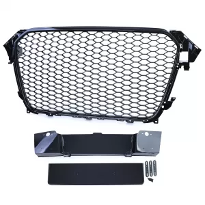 Honeycomb radiator grille without emblem gloss black for Audi A4 B8 8K Facelift 11-15