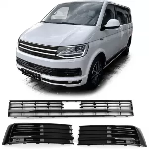Radiator Grille Mesh Bumper Gloss Black for VW T6 Multivan with ACC 15-19
