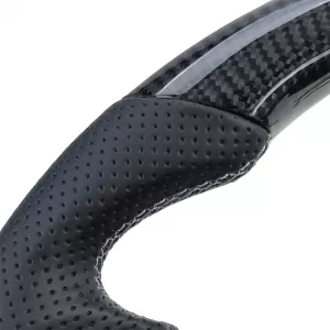 Volante sportivo con carbonio genuino e pelle perforata, adatto per VW Golf 8 con palette del cambio-image-6193240
