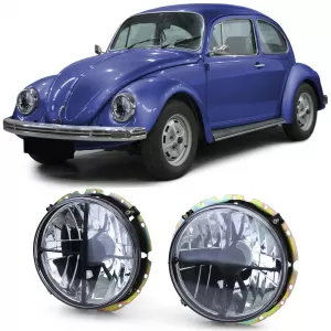 Clear glass headlights black smoke with crosshair for VW Beetle + Convertible from 73