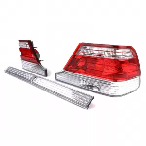 Fanali posteriori in vetro trasparente con striscia di bloccaggio rossa trasparente, adatti per Mercedes S-Class W140 94-98-image-6193528