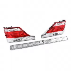 Fanali posteriori in vetro trasparente con striscia di bloccaggio rossa trasparente, adatti per Mercedes S-Class W140 94-98-image-6193530