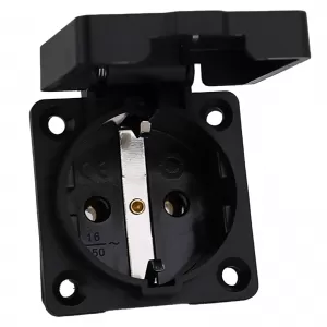 Caravan awning external socket with flap black Schuko 220 volt