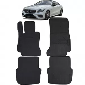 Car Rubber Floor Mats Black Premium Set for Mercedes E Coupe C238 from 2016