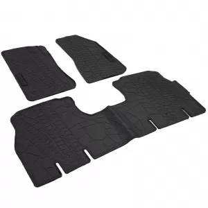 Car Rubber Floor Mats Black Premium Set for Jeep Wrangler JL 4-Door from 2018