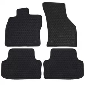 Car Rubber Floor Mats Black Premium Set for Leon + Golf 7 + Audi A3 8V from 12