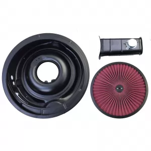 Coperchio del filtro aria con alloggiamento filtro HighFlow nero adatto per Ford Mustang 71-73-image-6194013