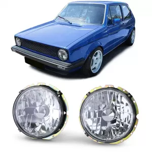 Clear glass headlights H4 chrome for VW Golf 1 74-83 Cabriolet 83-93