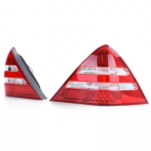 Set di luci posteriori a LED + terzo stop rosso trasparente adatto per Mercedes SLK R170 96-04-image-6194291