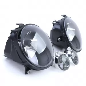 Fari anteriori in vetro nero trasparente + indicatori adatti per VW Lupo 98-05-image-6194302