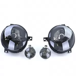 Fari anteriori in vetro nero trasparente + indicatori adatti per VW Lupo 98-05-image-6194303