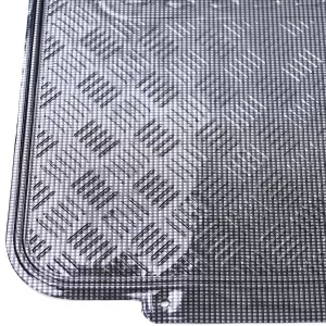 Car Rubber Floor Mat Set 4pcs Aluminum Checker Plate Look Universal Chrome Carbon