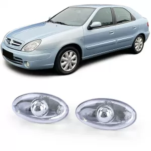 Side indicators clear glass chrome pair for Citroen C2 C3 C5 Xsara N1 N2 N68