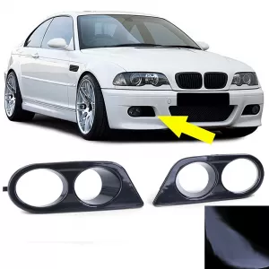 Fog light covers bumper black gloss suitable for 3 Series BMW E46